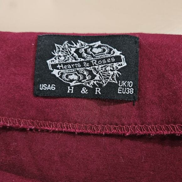 Hearts & Roses Retro 50’s Pinup Lace Sweetheart Dress Size 6 Small Burgundy - Picture 7 of 8